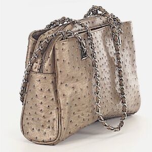 Ivanka Trump ostrich texture gold chain handbag